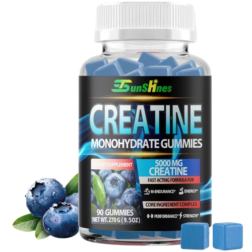 Creatine Monohydrate Gummies 5g (5000mg), Sugar-Free Creatine, Pre-Workout Energy & Muscle, Veg, Non-GMO, for Men & Women - 90 Count Blueberry Flavor