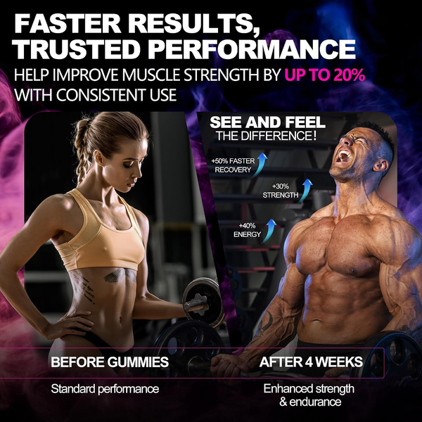 Creatine Monohydrate Gummies 5g (5000mg), Sugar-Free Creatine, Pre-Workout Energy & Muscle, Veg, Non-GMO, for Men & Women - 90 Count Blueberry Flavor